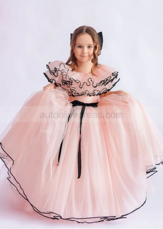 Dusty Rose Satin Tulle Corset Back Long Flower Girl Dress Dusty Rose Satin Tulle Corset Back Long Flower Girl Dress